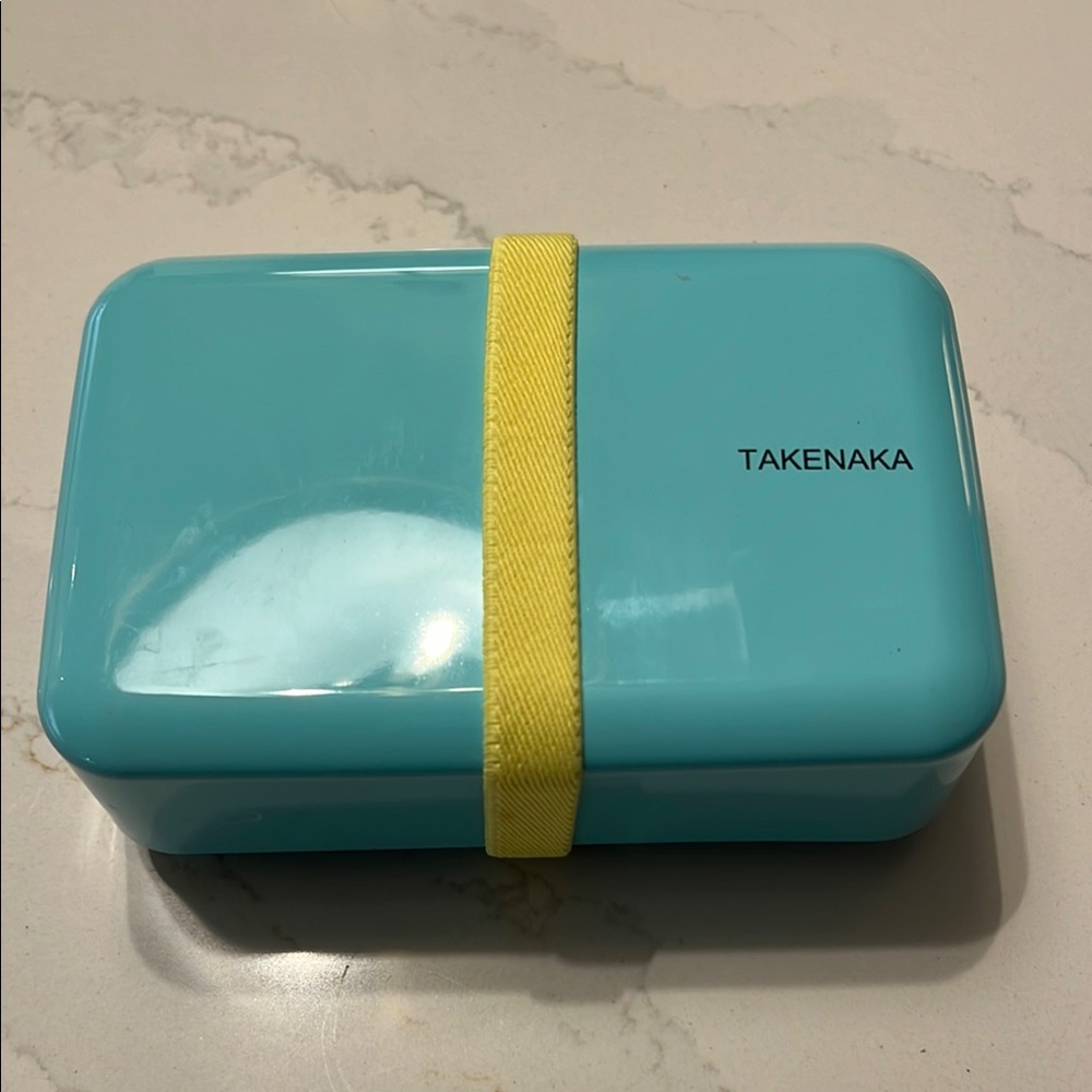 TAKENAKA Light Blue Bento Box with Yellow Strap
